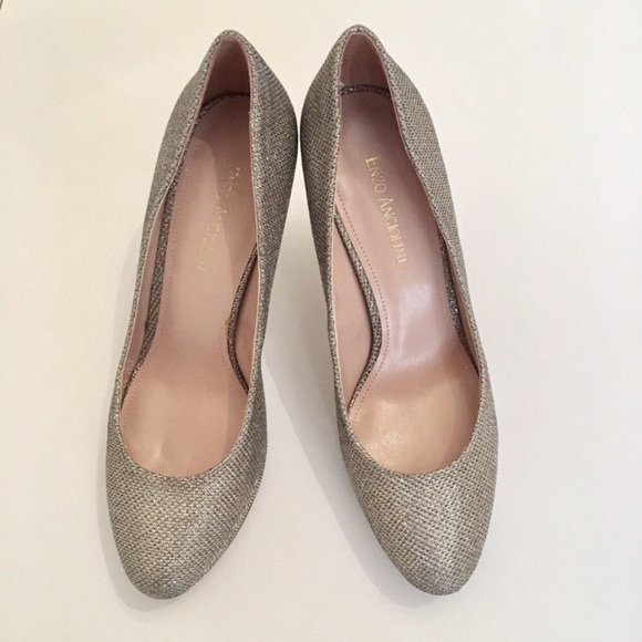 𝅺ENZO Angiolini Sparkle Silver Pumps Heel - Picture 2 of 7